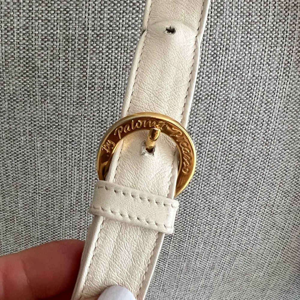 Paloma Picasso White Leather shoulder Bag with Gold logo - Picture 4 of 17